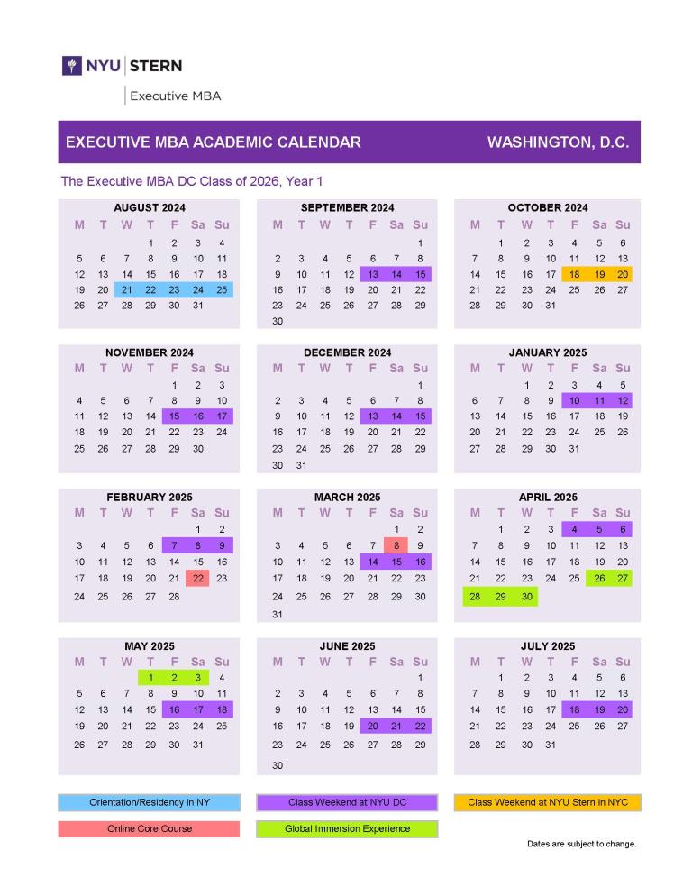 Nyu Holiday Calendar 2024 Tera Abagail   DC26 Year 1 Academic Calendar 